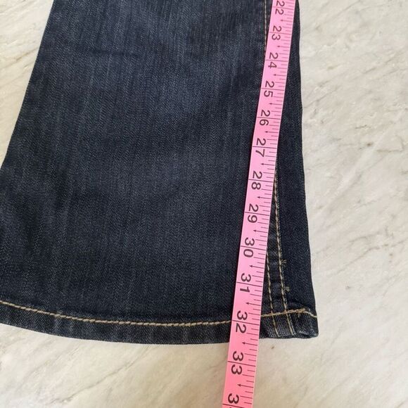 Bongo vintage Dark Wash Bootcut Jeans Contrast Stitching Back Flap Pockets Sz 9 - Picture 8 of 10